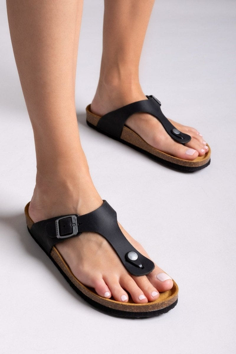 Σανδάλια δερμάτινα Plakton 181671 - Μαύρο - thefashionproject.gr - Plakton