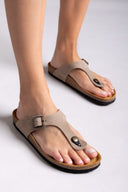 Σανδάλια δερμάτινα Plakton 181671 - Τάουπε - thefashionproject.gr - Plakton