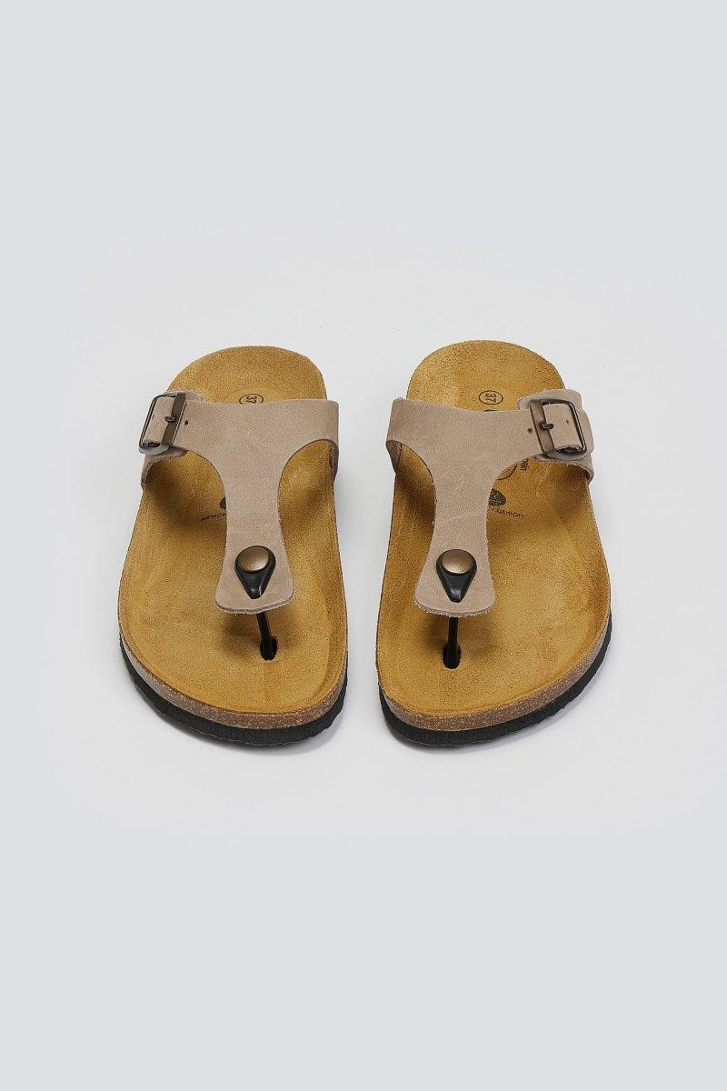 Σανδάλια δερμάτινα Plakton 181671 - Τάουπε - thefashionproject.gr - Plakton