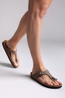 Σανδάλια δερμάτινα Plakton 181671 - Χακί - thefashionproject.gr - Plakton