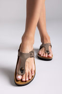 Σανδάλια δερμάτινα Plakton 181671 - Χακί - thefashionproject.gr - Plakton