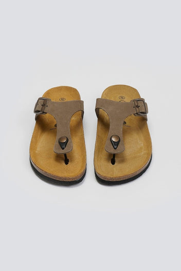 Σανδάλια δερμάτινα Plakton 181671 - Χακί - thefashionproject.gr - Plakton