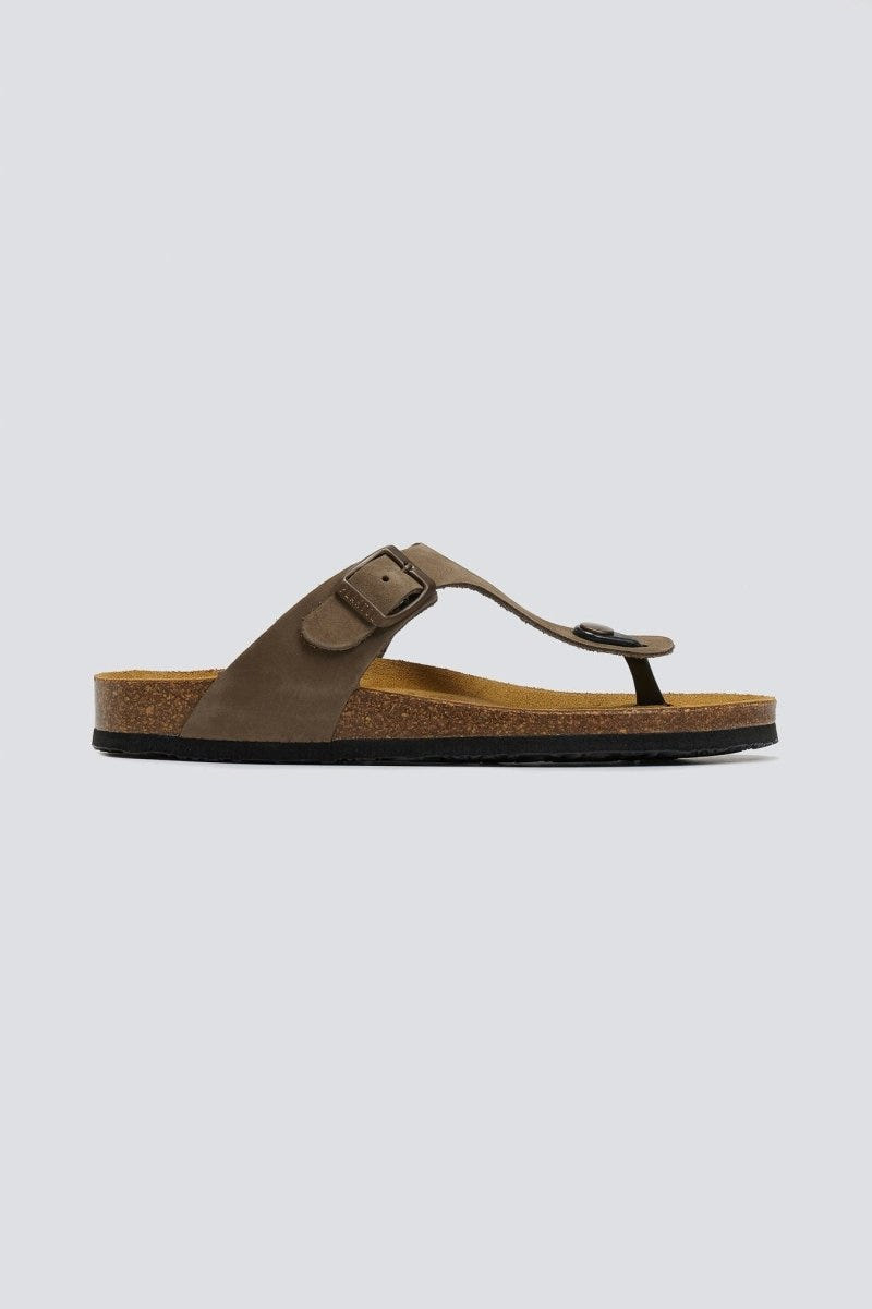Σανδάλια δερμάτινα Plakton 181671 - Χακί - thefashionproject.gr - Plakton