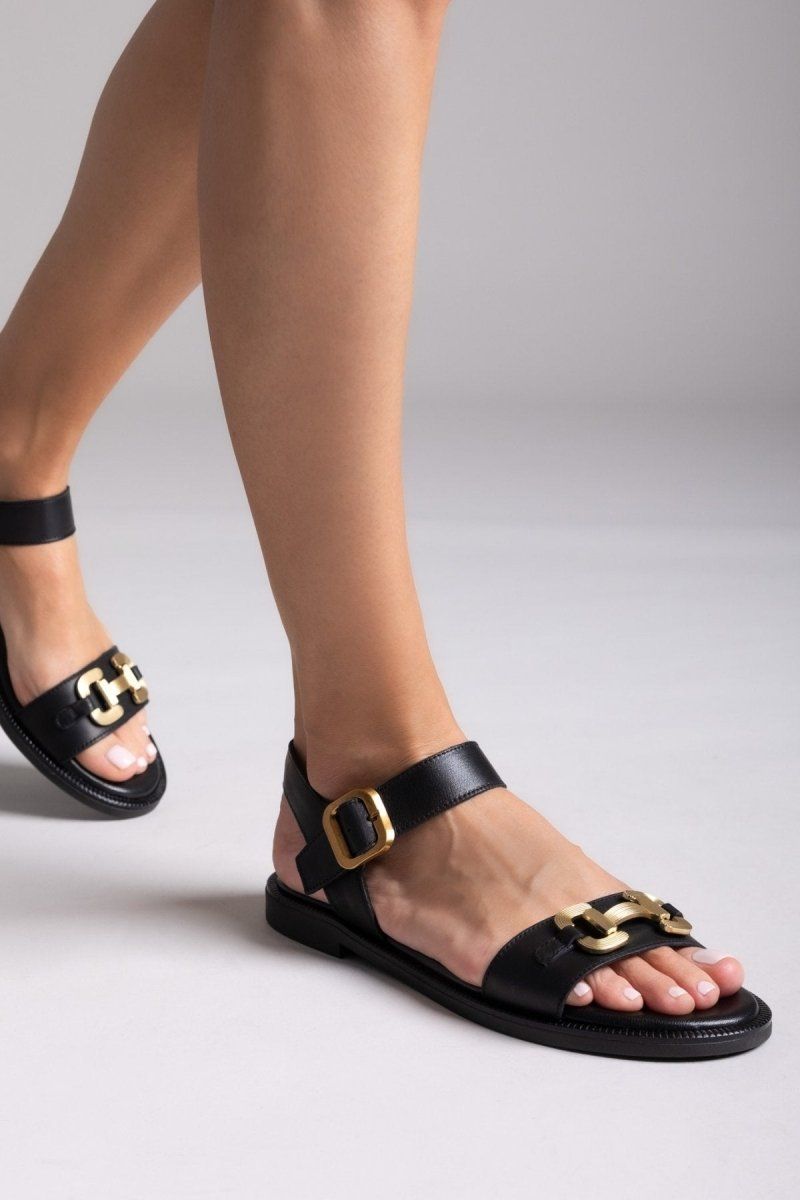 Σανδάλια δερμάτινα TFP - Μαύρο - thefashionproject.gr - TFP