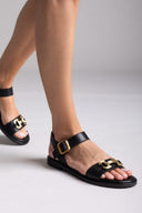 Σανδάλια δερμάτινα TFP - Μαύρο - thefashionproject.gr - TFP