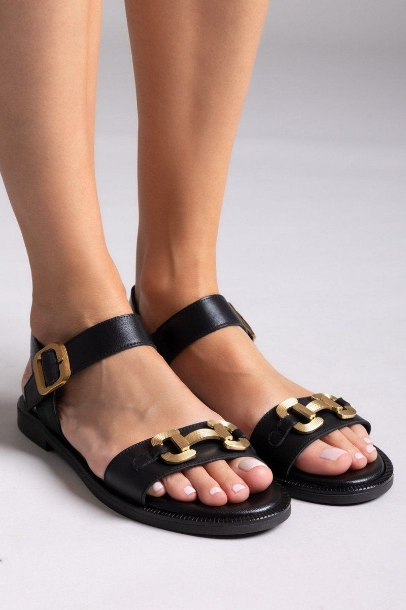 Σανδάλια δερμάτινα TFP - Μαύρο - thefashionproject.gr - TFP