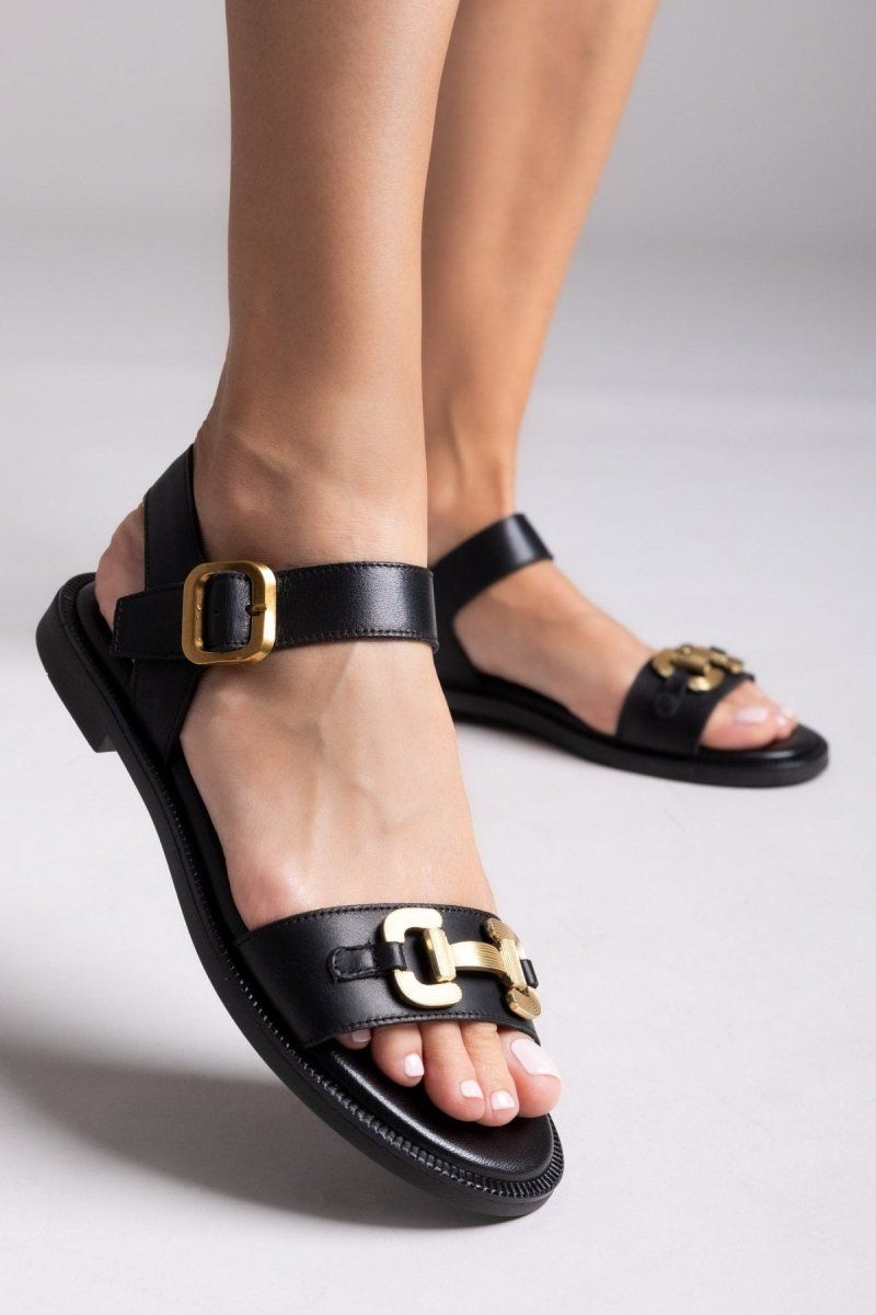 Σανδάλια δερμάτινα TFP - Μαύρο - thefashionproject.gr - TFP