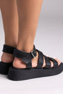 Σανδάλια δερμάτινα Tfp - Μαύρο - thefashionproject.gr - TFP
