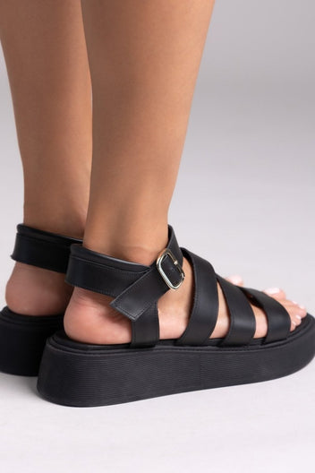 Σανδάλια δερμάτινα Tfp - Μαύρο - thefashionproject.gr - TFP