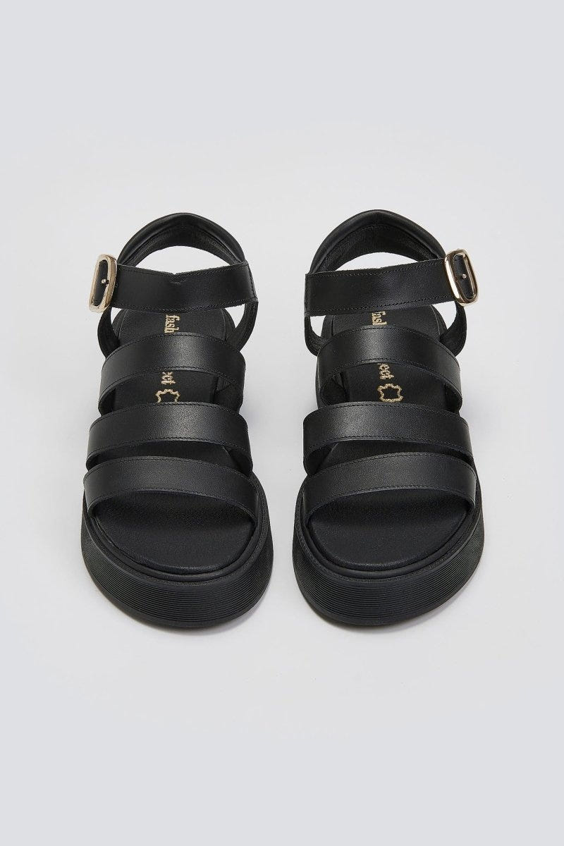 Σανδάλια δερμάτινα Tfp - Μαύρο - thefashionproject.gr - TFP
