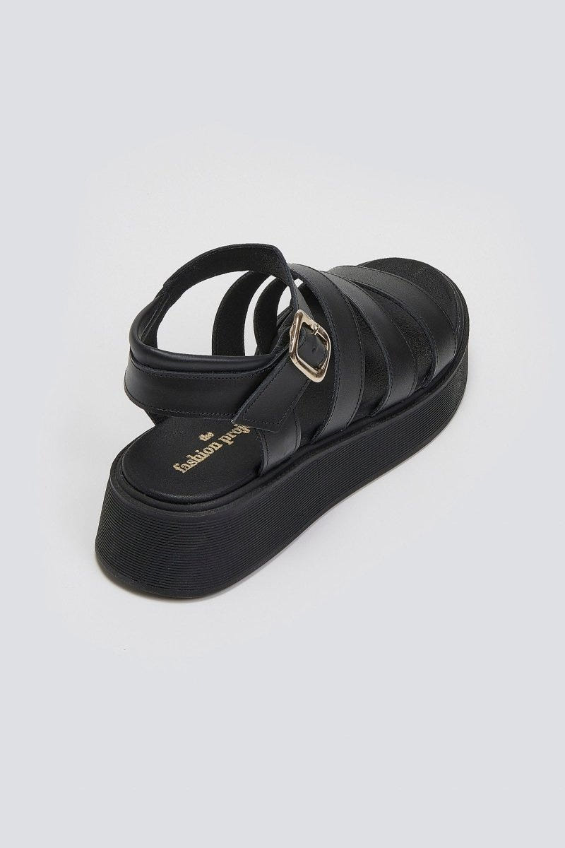 Σανδάλια δερμάτινα Tfp - Μαύρο - thefashionproject.gr - TFP