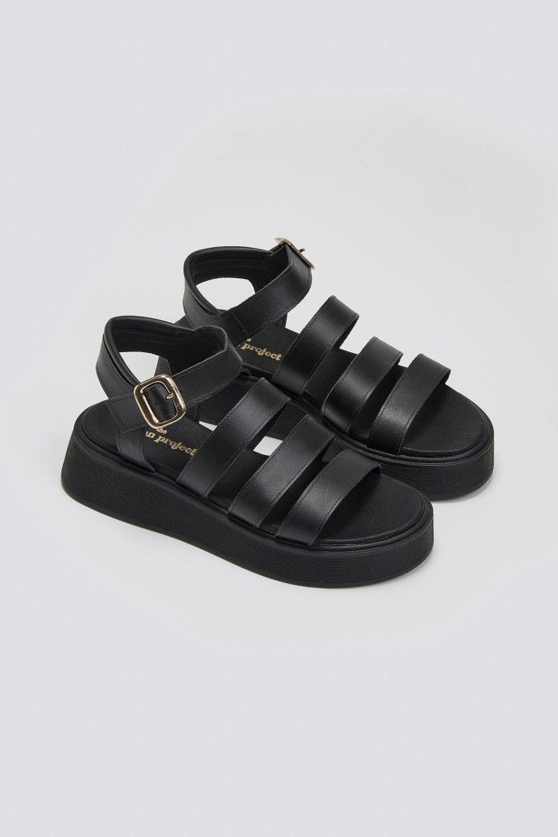 Σανδάλια δερμάτινα Tfp - Μαύρο - thefashionproject.gr - TFP