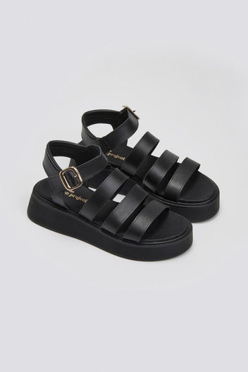 Σανδάλια δερμάτινα Tfp - Μαύρο - thefashionproject.gr - TFP