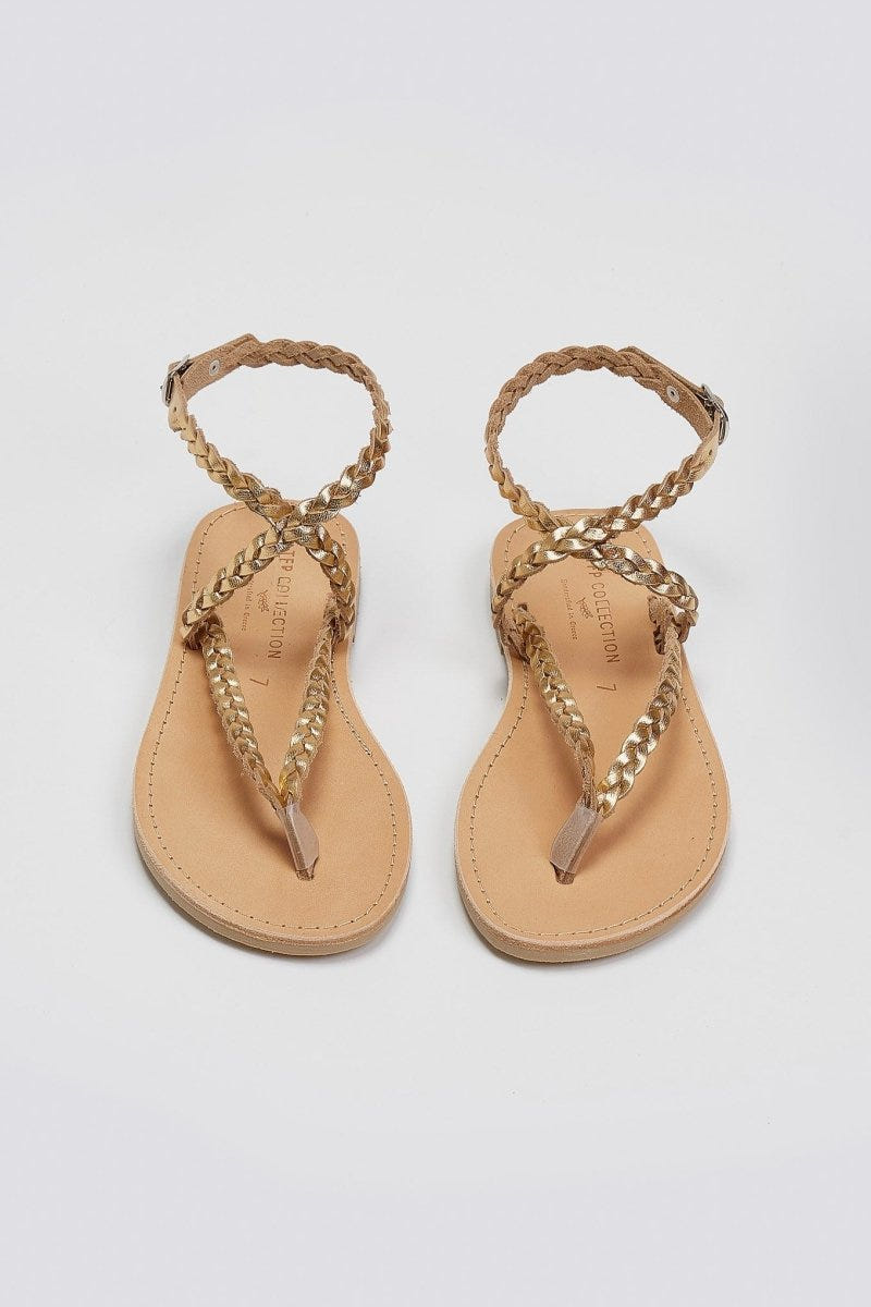 Σανδάλια δερμάτινα χειροποίητα Tfp - Χρυσό - thefashionproject.gr - TFP