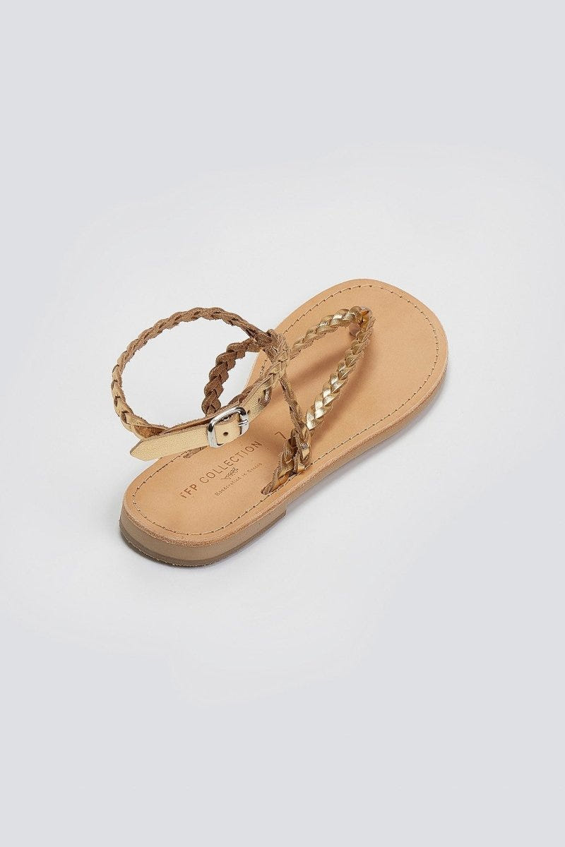 Σανδάλια δερμάτινα χειροποίητα Tfp - Χρυσό - thefashionproject.gr - TFP