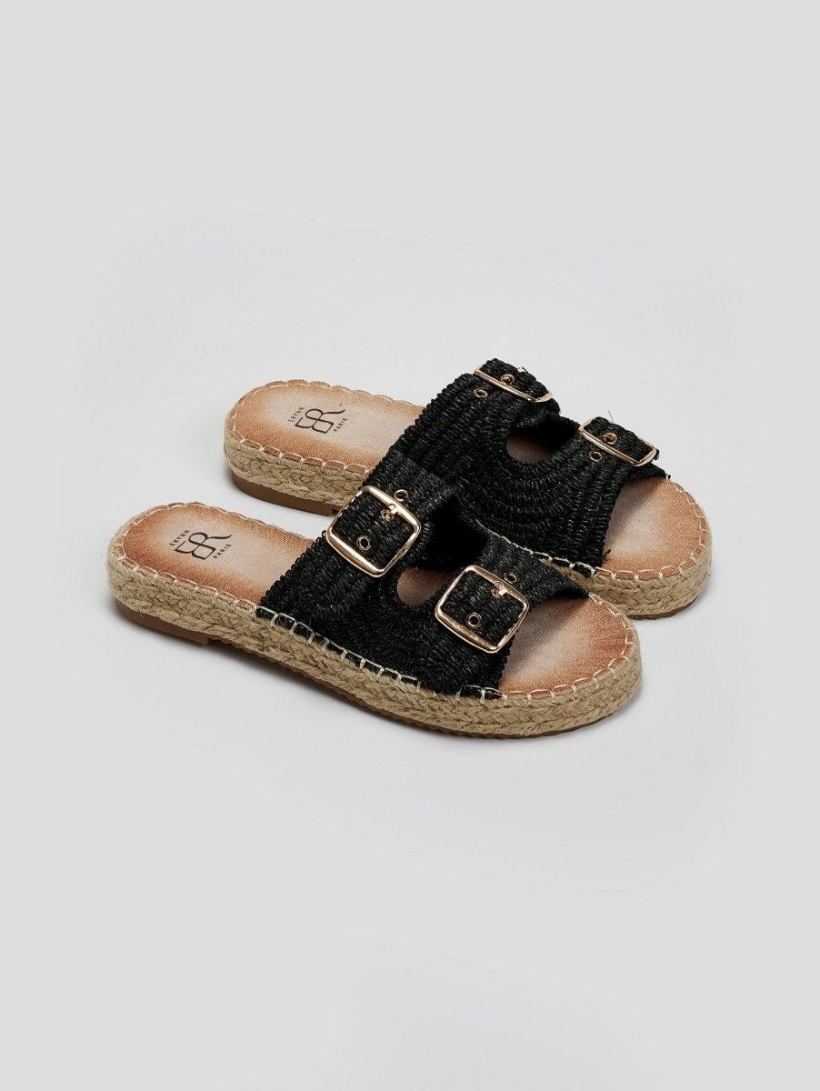 Σανδάλια flatforms από ψάθα ERYNN - Μαύρο - thefashionproject.gr - ERYNN