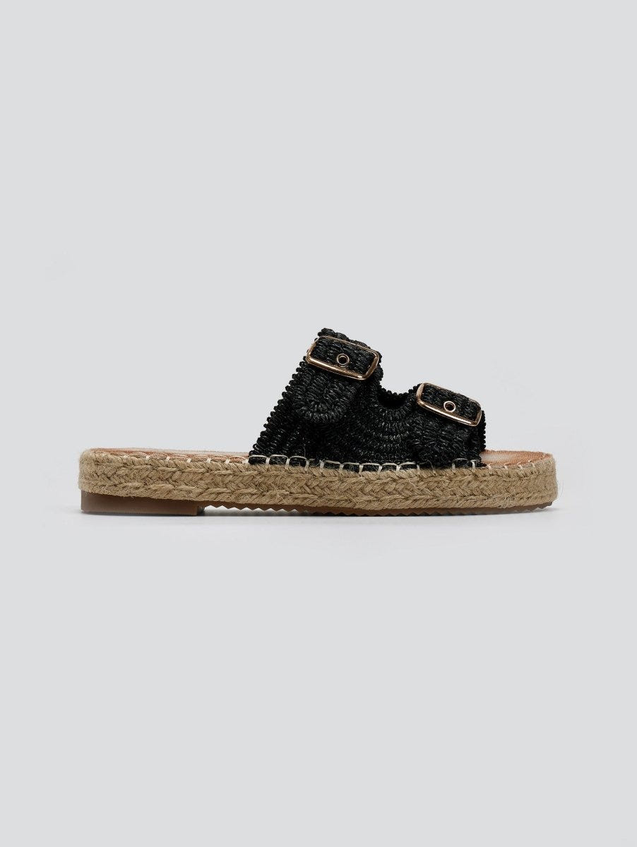 Σανδάλια flatforms από ψάθα ERYNN - Μαύρο - thefashionproject.gr - ERYNN