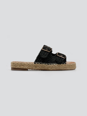 Σανδάλια flatforms από ψάθα ERYNN - Μαύρο - thefashionproject.gr - ERYNN