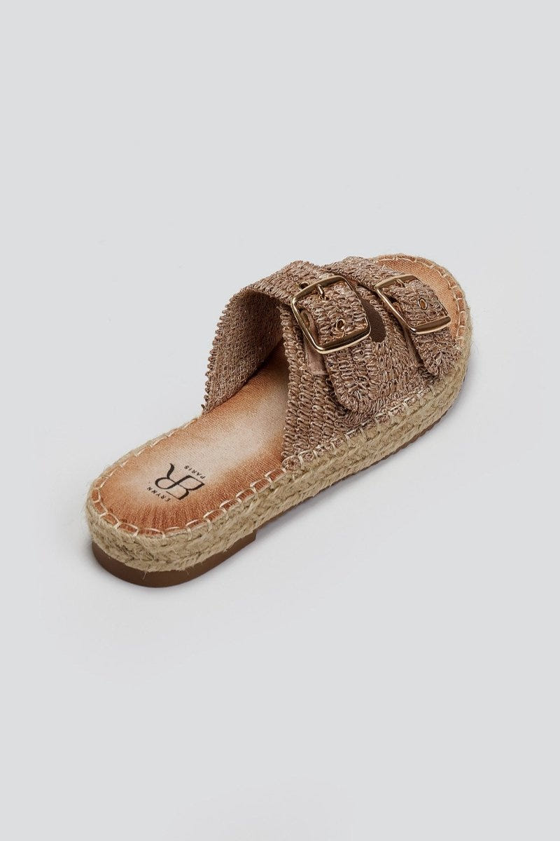 Σανδάλια flatforms από ψάθα ERYNN - Τάουπε - thefashionproject.gr - ERYNN