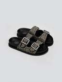 Σανδάλια flatforms από ψάθα με στρας ERYNN - Μαύρο/Μπεζ - thefashionproject.gr - ERYNN