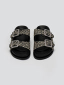 Σανδάλια flatforms από ψάθα με στρας ERYNN - Μαύρο/Μπεζ - thefashionproject.gr - ERYNN