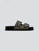 Σανδάλια flatforms από ψάθα με στρας ERYNN - Μαύρο/Μπεζ - thefashionproject.gr - ERYNN