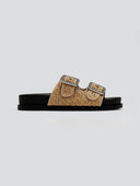 Σανδάλια flatforms από ψάθα με στρας ERYNN - Μπεζ - thefashionproject.gr - ERYNN