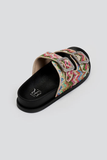 Σανδάλια flatforms από ψάθα με στρας ERYNN - Multi - thefashionproject.gr - ERYNN