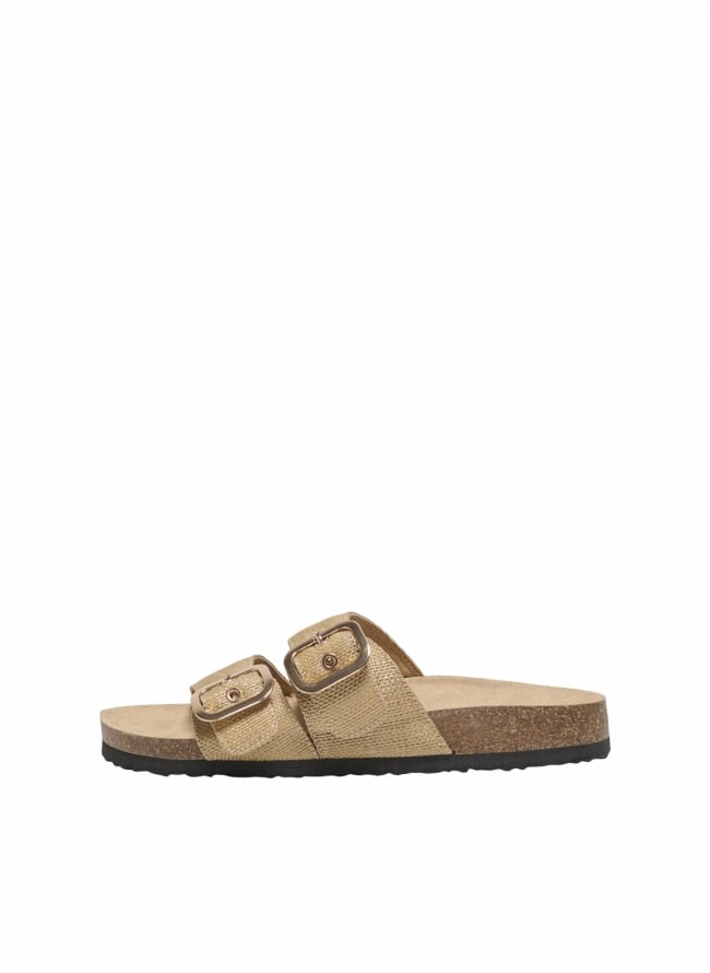 Σανδάλια flatforms από ψάθα ONLY 15341226 - Μπεζ - thefashionproject.gr - ONLY