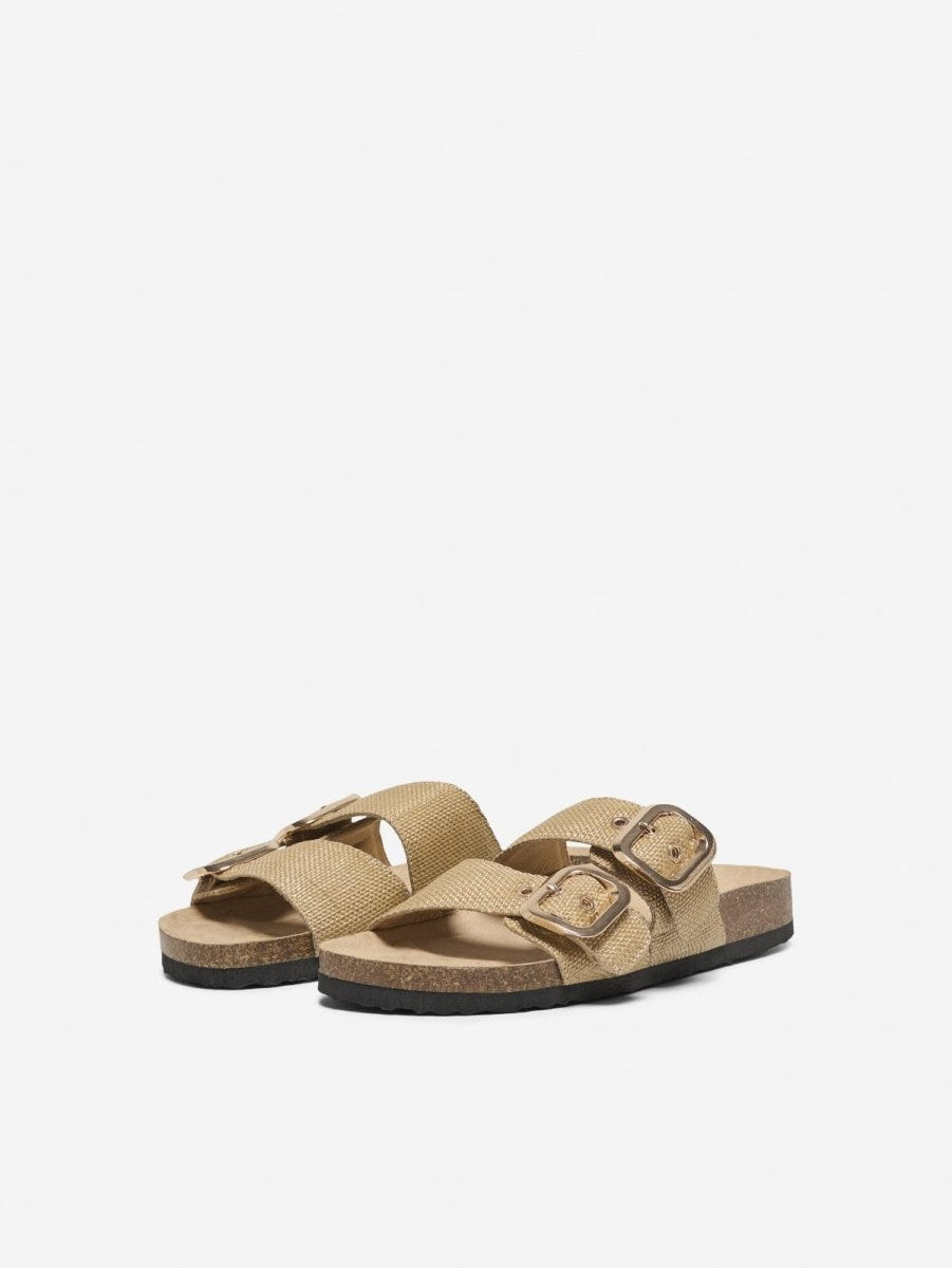 Σανδάλια flatforms από ψάθα ONLY 15341226 - Μπεζ - thefashionproject.gr - ONLY
