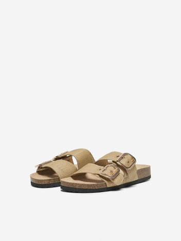 Σανδάλια flatforms από ψάθα ONLY 15341226 - Μπεζ - thefashionproject.gr - ONLY