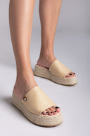 Σανδάλια flatforms από ψάθα Refresh 172667 - Μπεζ - thefashionproject.gr - Refresh