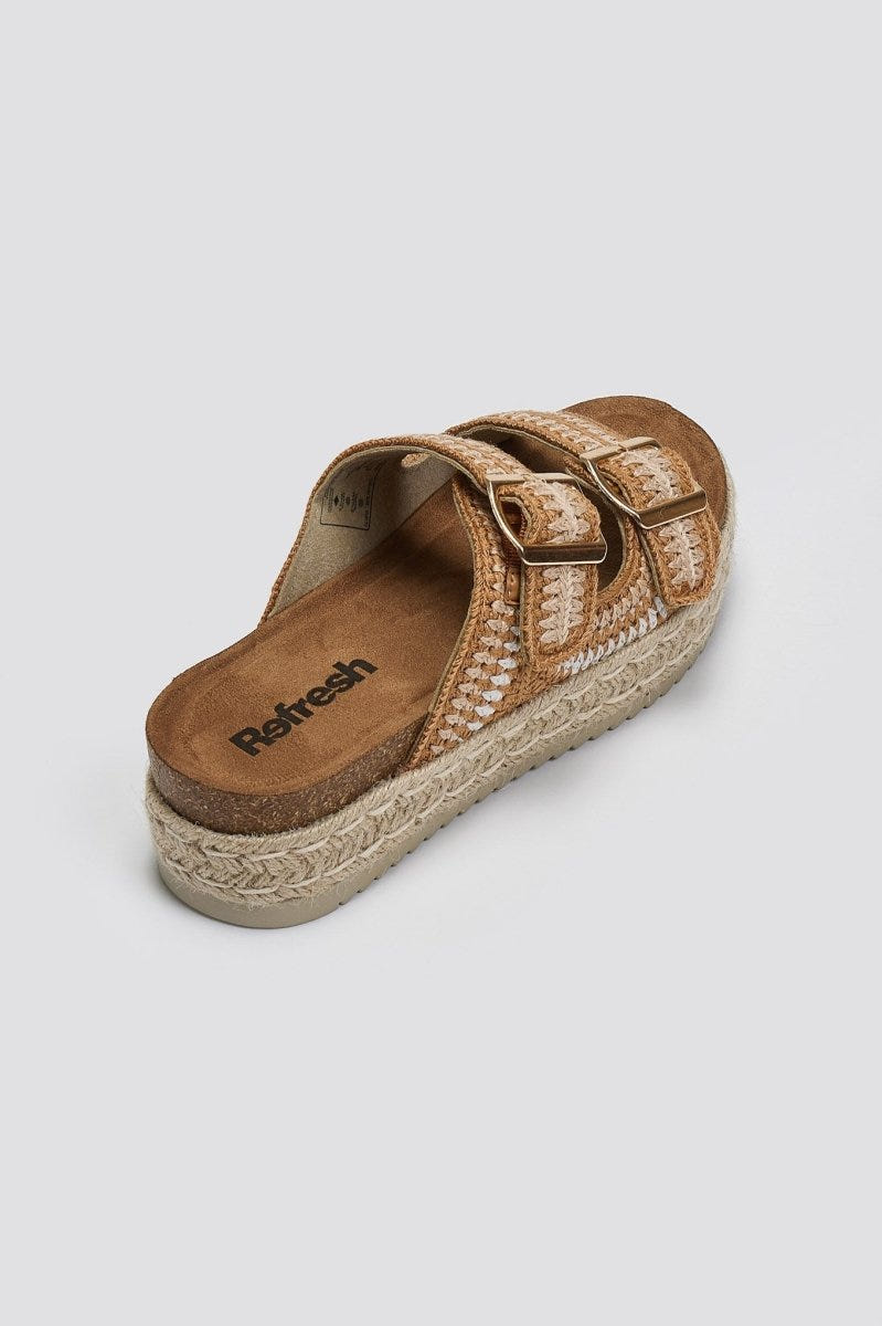 Σανδάλια flatforms από σχοινί Refresh172760 - Μπεζ - thefashionproject.gr - Refresh