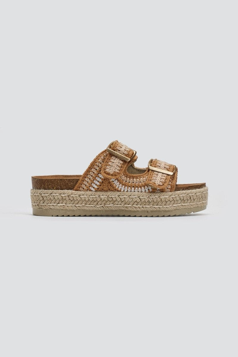 Σανδάλια flatforms από σχοινί Refresh172760 - Μπεζ - thefashionproject.gr - Refresh