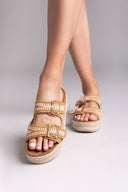 Σανδάλια flatforms από σχοινί Refresh172760 - Μπεζ - thefashionproject.gr - Refresh