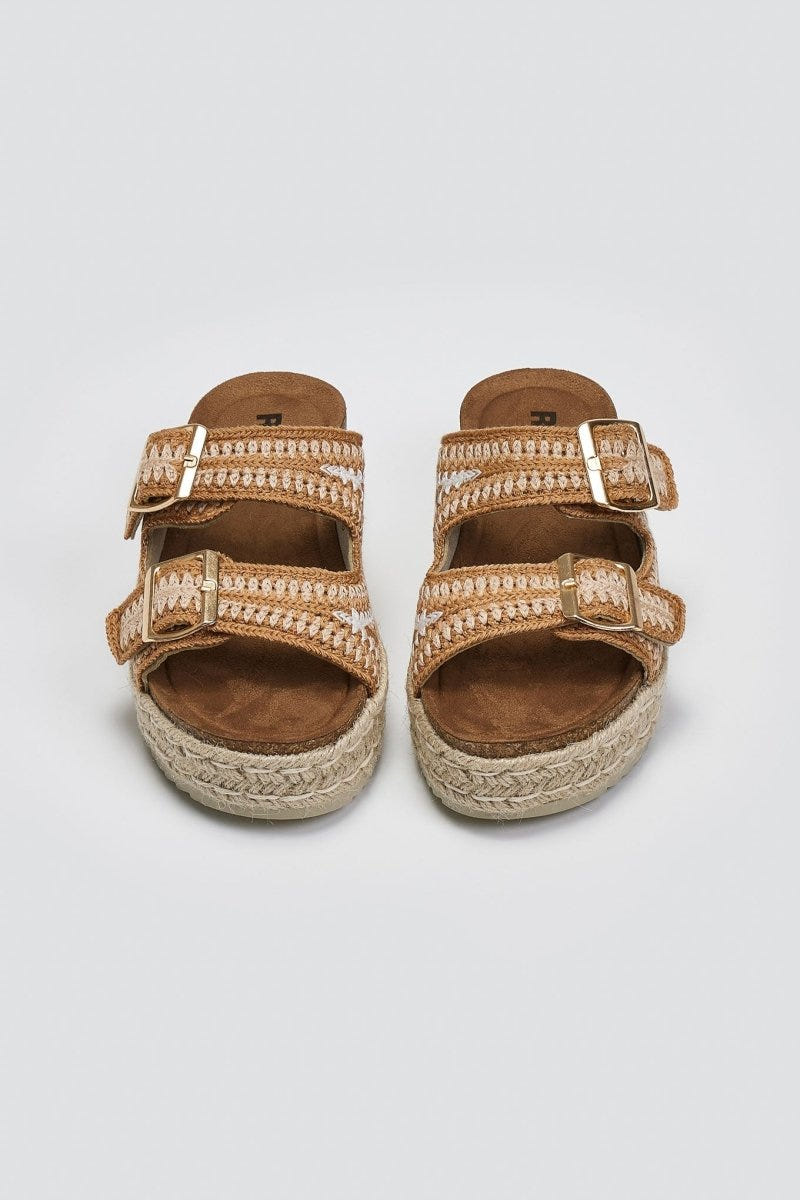 Σανδάλια flatforms από σχοινί Refresh172760 - Μπεζ - thefashionproject.gr - Refresh
