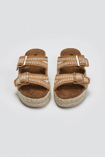 Σανδάλια flatforms από σχοινί Refresh172760 - Μπεζ - thefashionproject.gr - Refresh