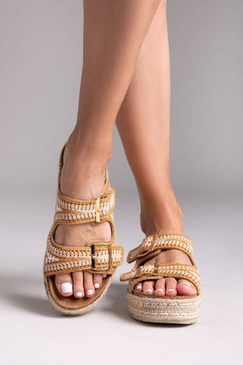 Σανδάλια flatforms από σχοινί Refresh172760 - Μπεζ - thefashionproject.gr - Refresh