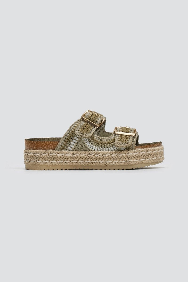 Σανδάλια flatforms από σχοινί Refresh172760 - Χακί - thefashionproject.gr - Refresh