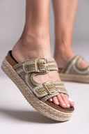 Σανδάλια flatforms από σχοινί Refresh172760 - Χακί - thefashionproject.gr - Refresh