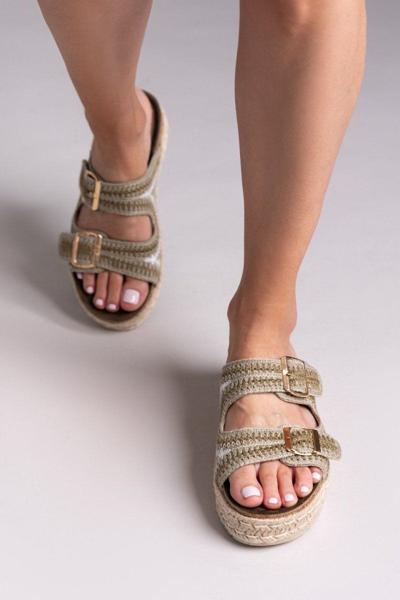 Σανδάλια flatforms από σχοινί Refresh172760 - Χακί - thefashionproject.gr - Refresh
