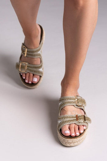Σανδάλια flatforms από σχοινί Refresh172760 - Χακί - thefashionproject.gr - Refresh