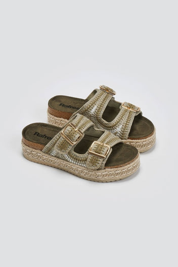 Σανδάλια flatforms από σχοινί Refresh172760 - Χακί - thefashionproject.gr - Refresh