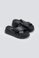 Σανδάλια flatforms crossover Estil - Μαύρο - thefashionproject.gr - Estil