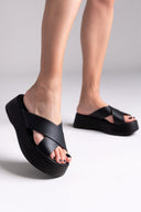 Σανδάλια flatforms crossover Estil - Μαύρο - thefashionproject.gr - Estil