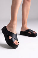 Σανδάλια flatforms crossover Estil - Μαύρο - thefashionproject.gr - Estil