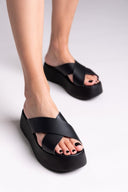 Σανδάλια flatforms crossover Estil - Μαύρο - thefashionproject.gr - Estil