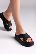 Σανδάλια flatforms crossover Estil - Μαύρο - thefashionproject.gr - Estil