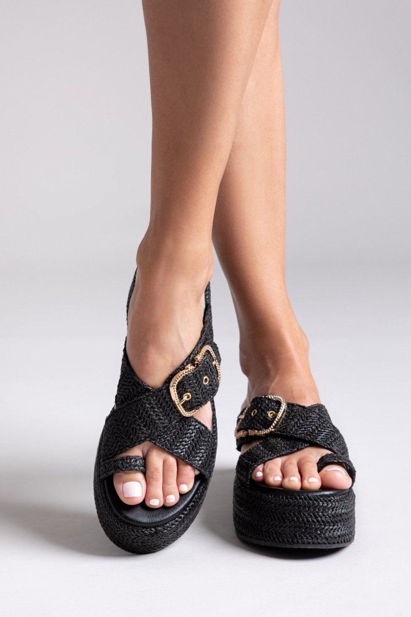 Σανδάλια flatforms crossover Mariella Fabiani 2514/05 - Μαύρο - thefashionproject.gr - Mariella Fabiani