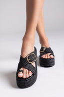 Σανδάλια flatforms crossover Mariella Fabiani 2514/05 - Μαύρο - thefashionproject.gr - Mariella Fabiani